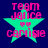 Four identical pixelated icons arranged in a , each featuring pink text and green star symbols on dark blue background