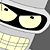 Pixelated close-up of a character's face with large yellow eyes, black eyeliner, and a light gray hooded garment.