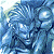 Pixelated blue-toned figure with glowing eyes on left, green background with pixelated text 'Original Icons .com' on right.