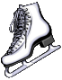 White ice skates with black accents and laces, shown in multiple views against a gray background.