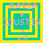 Four identical square display layered teal and yellow borders with pink text reading 'MARIA', '+', 'IJUSTIN', '=', and '<3' in a pixelated style