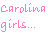 Pixelated text in pink and magenta hues arranged in a , displaying 'Carolina girls... Best in the world!!' across two