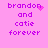 Pixelated text on pink background with animated heart and particle effects near 'brandon' in four variations.