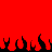 Red background with black pixelated flame shapes along the bottom edge, no visible text or additional elements.