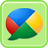 A pixelated circular icon divided into four colored segments—red, blue, green, and yellow—set against a light green background with a rounded border.