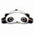 Pixelated grayscale image of a panda face with large circular eyes and black ear patches on a white background.