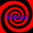 Four identical red and black spiral patterns arranged in a with blue text "Brandon" overlaid on each spiral
