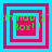 Four identical square with layered pink and cyan borders display green text reading "Emma 0127" above "Rose!!!" on a light blue background