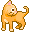 Pixelated orange cat with pink inner ears and nose, standing on gray background in various poses including walking, turning, and looking left or right.