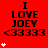 Red background with black text "I LOVE JOEY <33333" and white star icons in varying quantities across three