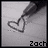 A grayscale animated icon shows a heart outline with smoke rising from its top, and the text 'Zach' at bottom center.