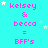 Cyan background with pink text reading "kelsey & becca = BFF's" repeated in a , white stars scattered throughout, gray rectangle in bottom-right corner