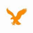 Orange eagle silhouette with outstretched wings on white background, displayed in a with one gray