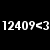 Static image with white pixelated text '12409<3' repeated three times on black background, one instance partially obscured by gray rectangle.