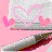Pixelated icon with pink background, gray rectangular shape containing a large pink heart outline and two smaller pink hearts on either side.