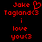 Red pixelated text on black background displays 'Jake Tagland<3' with a heart symbol above the name, followed by 'i love you<3'.
