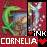 Pixelated static buddy icon featuring a stylized 'C' shape, abstract background elements, and the text 'CORNELIA' at the bottom with partial 'INK' visible on the right side.