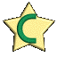 A golden star-shaped icon with a green curved symbol on its surface, shown from multiple angles in an animated sequence.