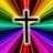 Static 48x48 pixel icon featuring a black cross with white outline against rainbow gradient background.