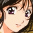 Anime-style character face with brown hair and purple eyes, next to black background with white text reading "Anime IM" and "COM".