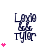 Dark blue text 'Lova' above 'Ggg' above 'Tyler' with pink hearts on left side, varying heart counts across frames.
