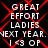 Black background with red crisscross lines and white text reading 'GREAT EFFORT LADIES NEXT YEAR. I <3 OP' repeated in two identical sections.