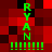 Green text spelling RYAN vertically with multiple exclamation marks on a red and dark brown pixelated background.