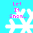 Pixelated white snowflake on cyan background with pink text "Let It Snow..." above it, displayed in a