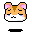 Pixel art hamster head with pink ears, brown top, white cheeks, and blue tears in six sequential expressions showing crying progression.