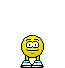 Yellow pixelated character with white shoes and blue accents displays multiple expressions and gestures across four of speech bubbles containing 'I' or 'I know'