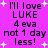 Pixelated text on a bright pink background with white starbursts, displaying 'I'll love LUKE 4 eva not 1 day less!' in black block letters across multiple lines.