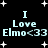 Black background with white starbursts and light blue text reading "I Love Elmo<33" in two identical horizontal