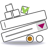 Pixelated icon with white and gray shapes, green leaf-like element, magenta triangle, and brown circular detail on gray background.