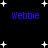 Black background with white star shapes and four instances of blue text reading "Webbie" in pixelated font.
