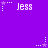 Purple background with repeated white text 'Jess' and star-shaped icons in various positions, some stars purple, others white.