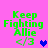Pixelated green text "Keep Fighting Allie</3" on pink background with blue heart in first frame, purple heart in second frame, no heart in third frame, blue heart in fourth frame.