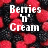 Static image of red and black berries with white text overlays reading Berries 'n' Cream, Loves Her Puchi, and Oh so Berry Much with a heart symbol.