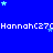 Blue background with repeating light blue stars and white text reading 'HannahC27' in a pixelated font.