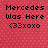 Pixelated text on a red pixelated background reads "Mercedes Was Here <33xoxo" in black blocky letters.