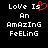 A static contact sheet of two identical pixel art frames showing text with a red heart symbol replacing the 'o' in 'Love Is'.