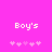 Pixelated text 'Boy's' in white on bright pink background with two of pixel hearts below, one animated to shift left-right