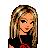 Pixel art contact sheet showing three frames of a 4-frame animated icon featuring a cartoon girl with blonde hair, black crop top, and blue jeans, plus red text reading "Rebel Child" below the images.
