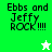 Green and white pixelated text reads "Ehbs and Jeffy ROCK !!!!" with a star symbol changing color between frames.