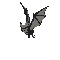 Pixelated bat-like creature in multiple poses with wings spread, folded, and angled against light gray background.