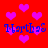 Red background with scattered pink hearts and blue text reading "Martha Martha" in two lines.