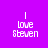 Four display 'I love Steven' text in white pixelated font against purple, dark purple, black, and deep purple backgrounds