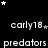 Black background with white text repeating 'early18' and 'predators', stars scattered throughout, gray rectangle in bottom-right corner.
