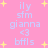 Pink background with yellow starbursts and repeated light blue text including 'ily', 'sfm', 'giana', '<3', 'bffls' in a pixelated style.