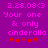 Purple background with pink pixelated text reading '2.28.08(3) Your one & only cinderalla' and red heart symbols below.