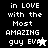 Pixelated text reads "in LOVE with the Most AMAZING guy EVA" with a star symbol replacing the final 'R' in 'EVER', displayed on black and gray backgrounds.